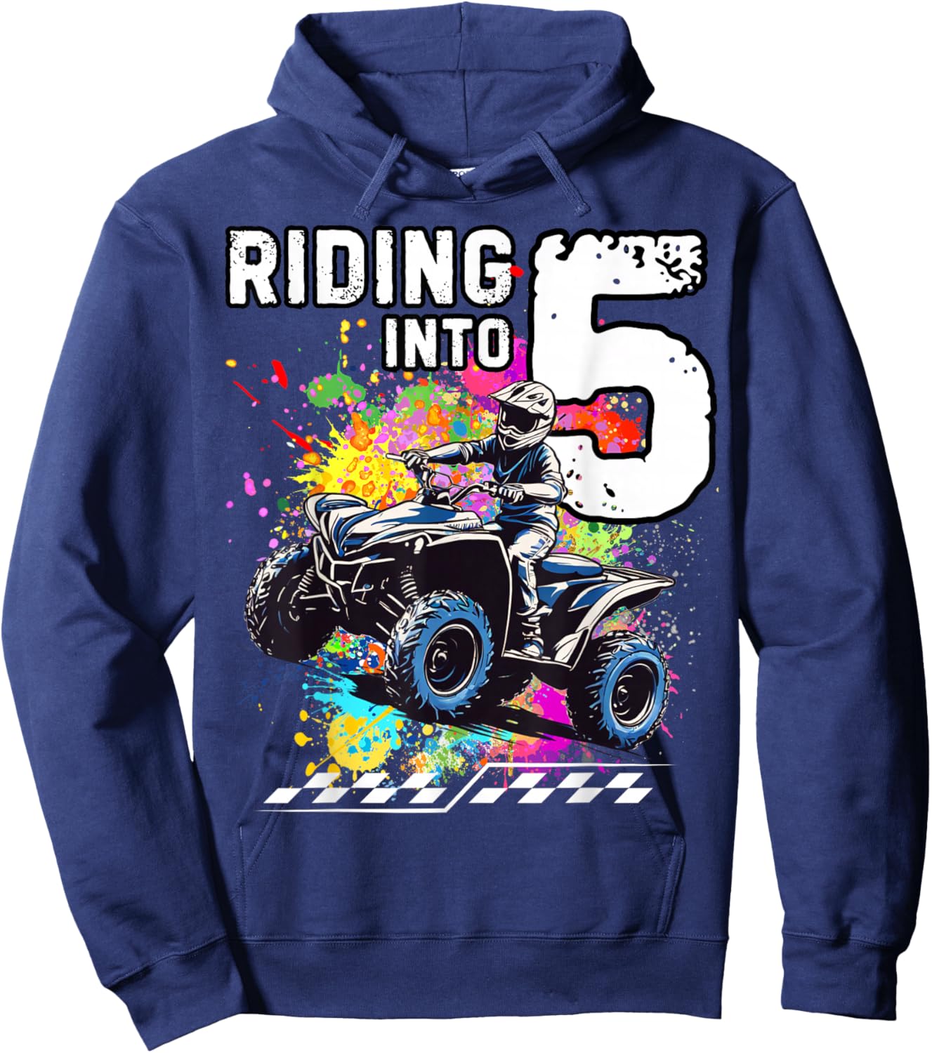 Riding Into 5 Year Old ATV Birthday Hoodie - Hoodie | Navy