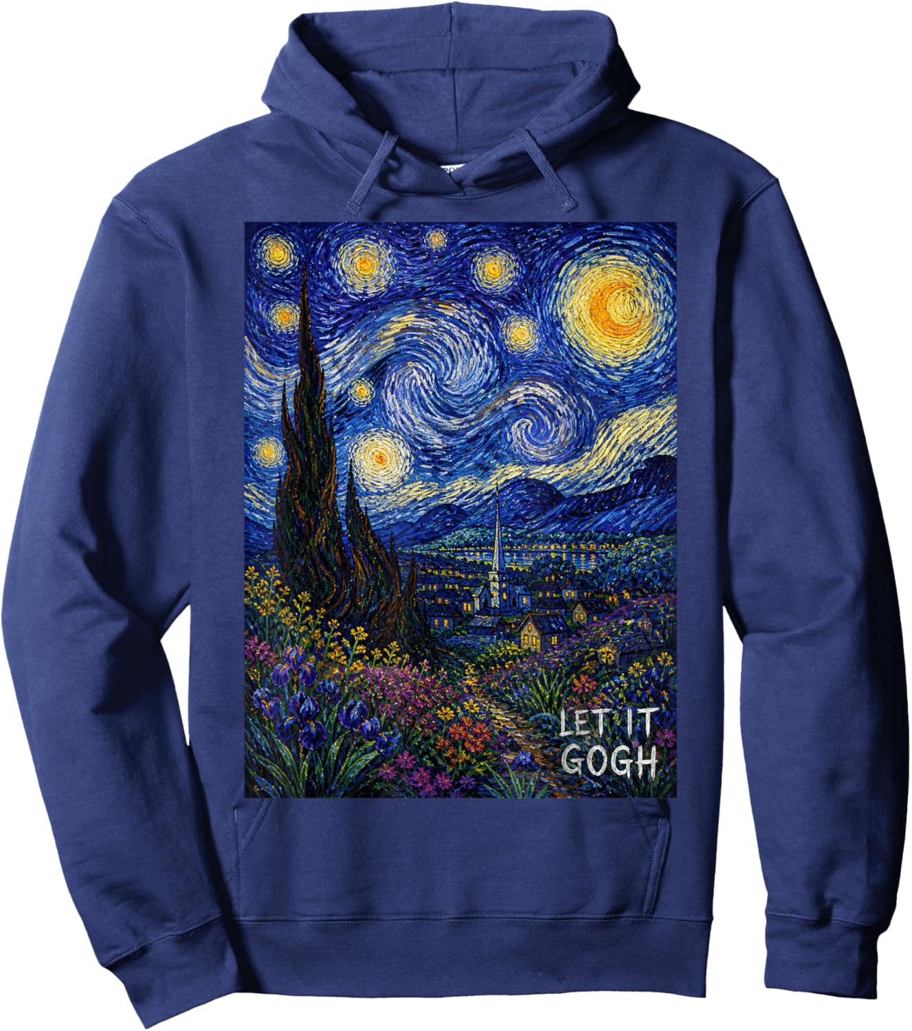 Let It Gogh T Starry Night Vincent Van Gogh Hoodie - Hoodie | Navy