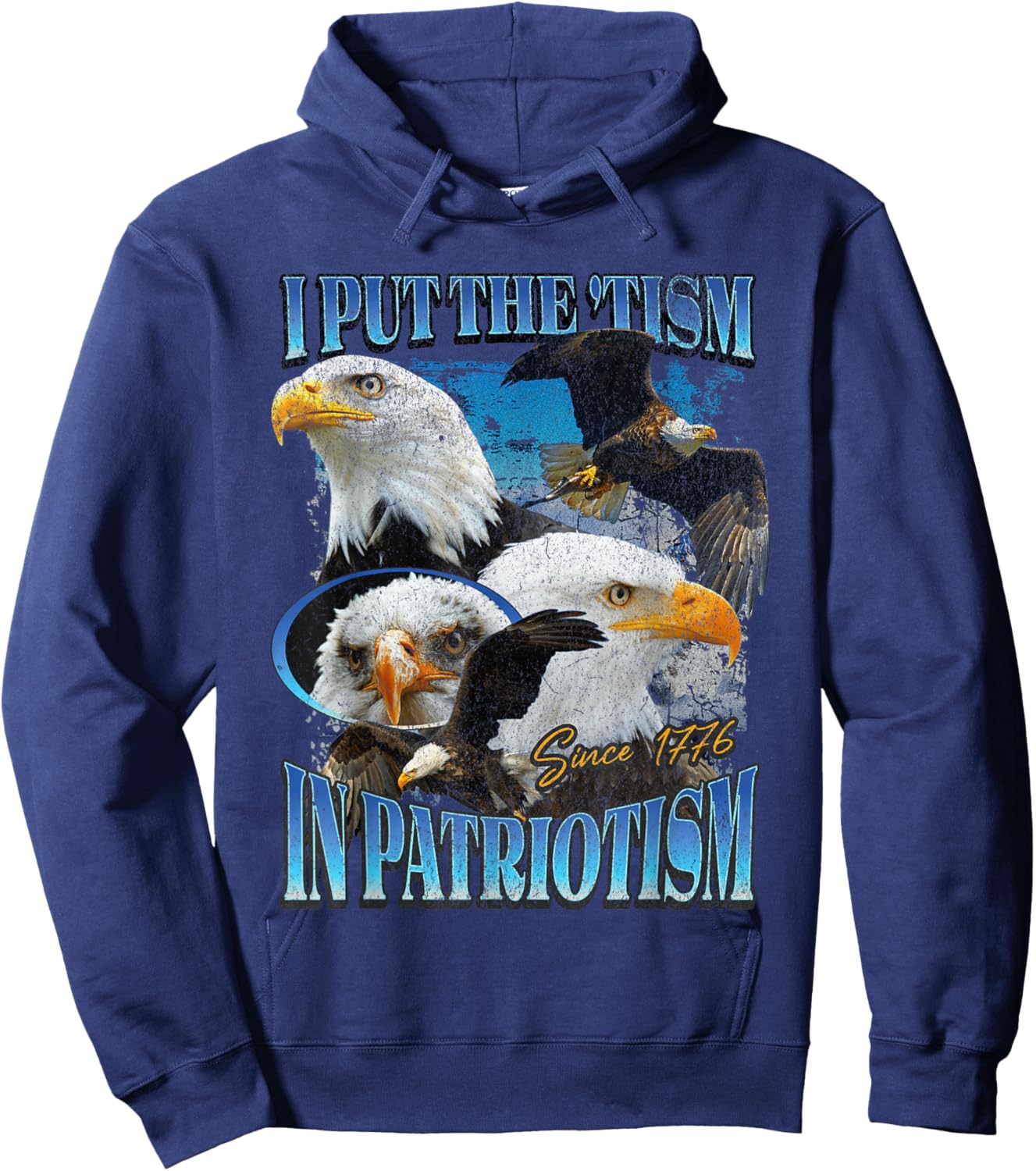 I Put The Tism in Patriotism Eagle Hoodie - Hoodie | Navy