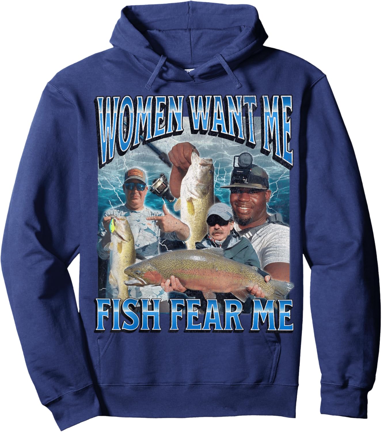MildlyPerturbed Women's Fishing - Black, Small - Short Sleeve, Classic Fit - Funny Retro Graphic - Adults, Fishing Enthusiasts, Gift Shoppers Hoodie - Hoodie | Navy