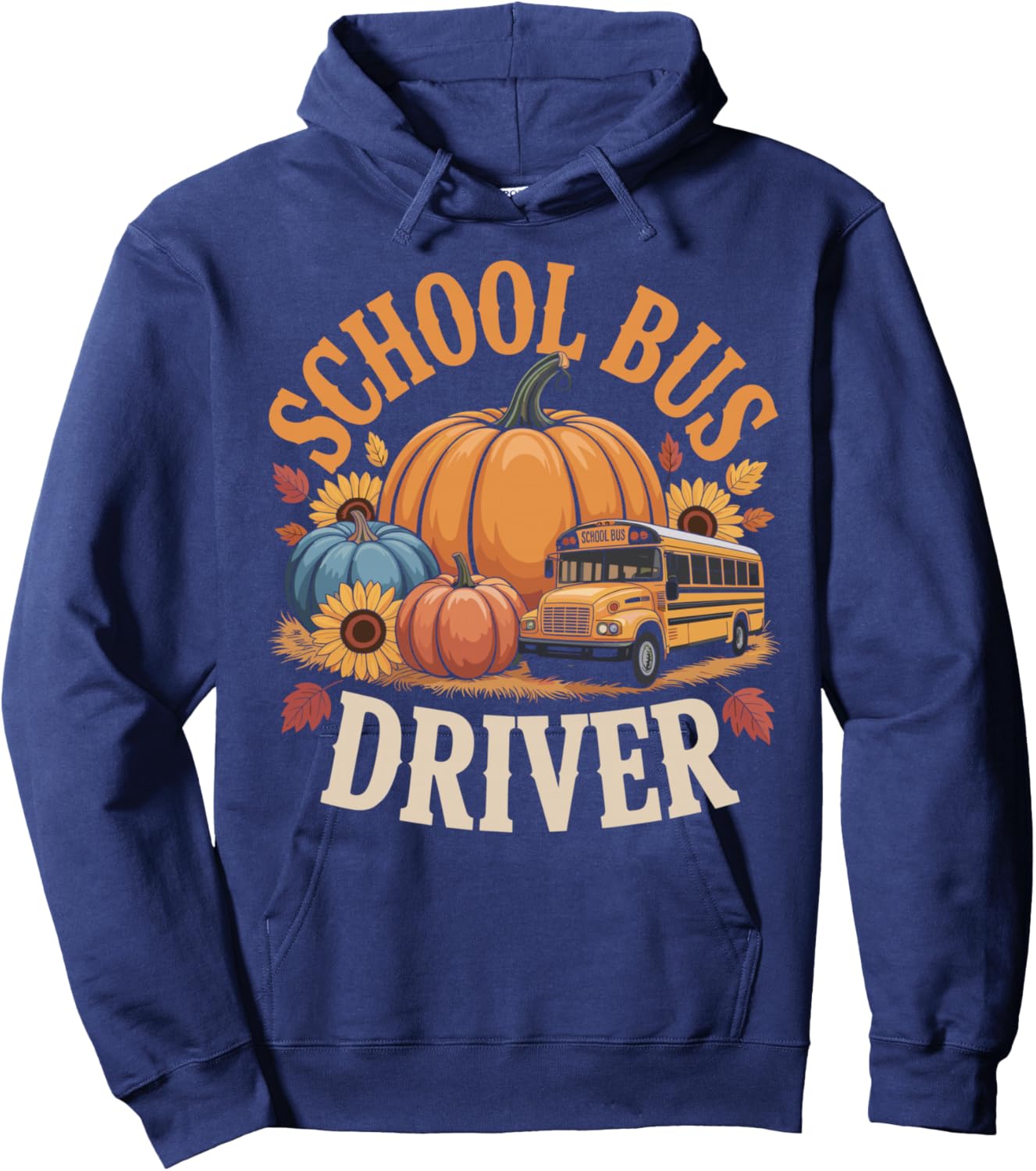 Autumn School Bus Driver Fall Thanksgiving Hoodie - Hoodie | Navy
