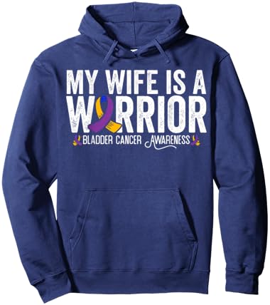 My Wife Is A Warrior Bladder Cancer Awareness Hoodie - Hoodie | Navy