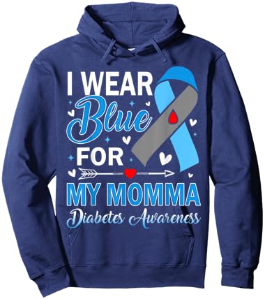I Wear Blue for My Momma Diabetes Awareness Hoodie - Hoodie | Navy
