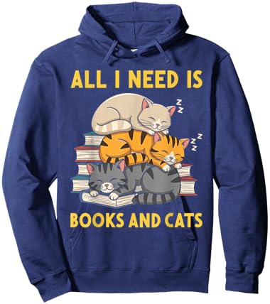 All I Need is Books and Cats Hoodie - Hoodie | Navy
