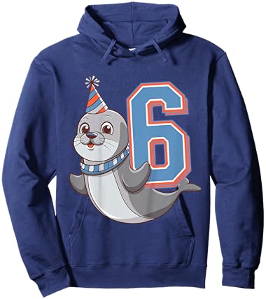 Kids 6th Birthday Seal Kids Hoodie - Hoodie | Navy