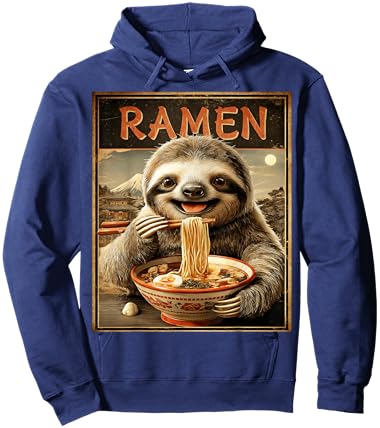 Funny Ramen Sloth Noodle Lovers Anime Otaku Hoodie - Hoodie | Navy