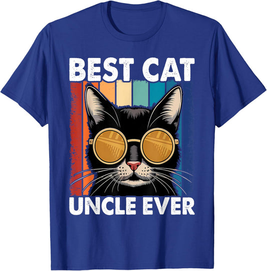 Best Cat Uncle Ever Men Cat Lover Black Cat Themed Funny Cat T-Shirt - T-Shirt | Royal