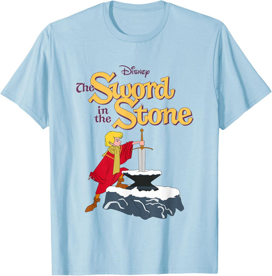 Disney The Sword in the Stone Iconic Arthur Big Chest Poster T-Shirt - T-Shirt | Light Blue