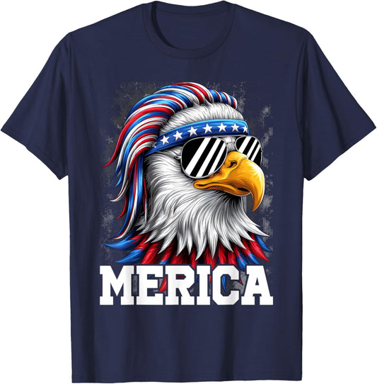 Merica Toddler Eagle Funny Patriotic Eagle USA Flag Kids T-Shirt - T-Shirt | Navy
