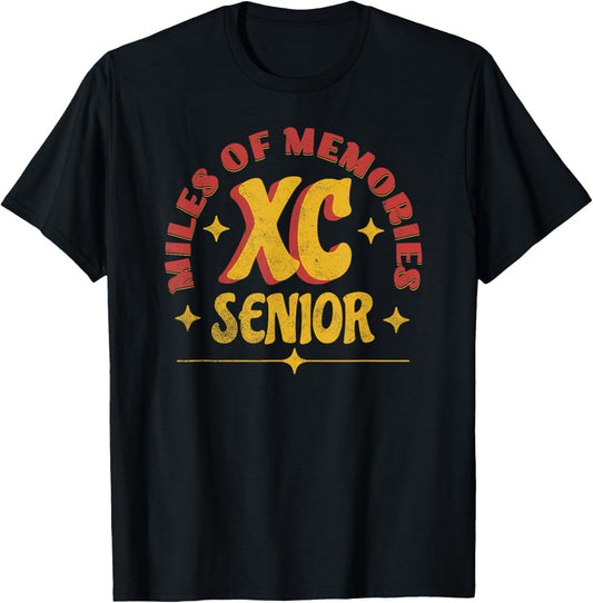 Senior Cross Country Miles of Memories Distressed T-Shirt - T-Shirt | Black