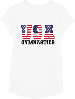 Gymnast Gymnastics USA American Flag 4th of July Girls Boys