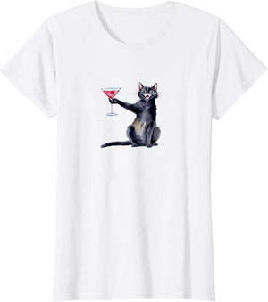 Cat with Martini Glass Cocktail
