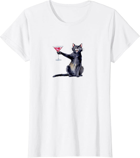 Cat with Martini Glass Cocktail
