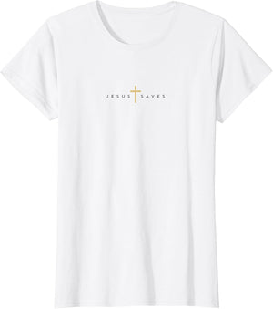 Jesus Saves Cross Gold Thin Christian Jesus White 33andme