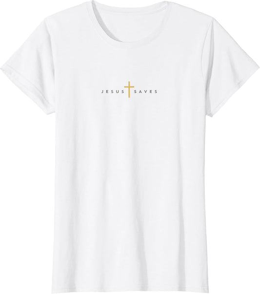 Jesus Saves Cross Gold Thin Christian Jesus White 33andme