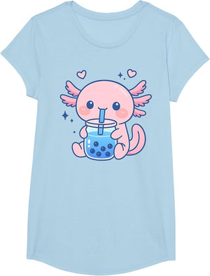 Kawaii Axolotl Drinking Boba Tea Cute Bubble Tea