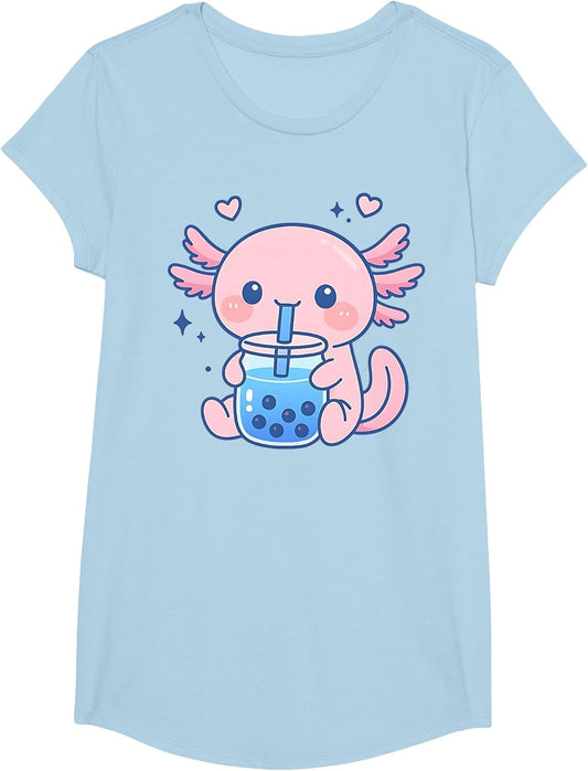 Kawaii Axolotl Drinking Boba Tea Cute Bubble Tea