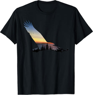 Lovely Flying Eagle Trippy Forest Sky Silhouette