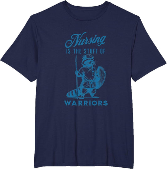 Nurse Nursing is The Stuff of Warriors Racoon Animal Design , Men's Big and Tall, Navy Blue, 5X Tall