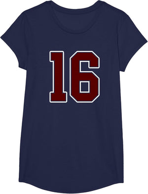 Maroon and White Number 16 Jersey Player Uniform #16 Fan