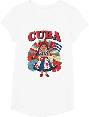 Retro Cuban Girl Traditional Dress Cuba Heritage Flag