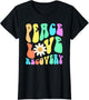 Groovy Peace Love Recovery Celebrate Sober I'm Clean AA NA , Women, Black, Small
