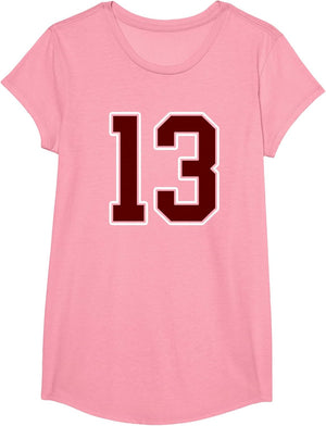 Maroon and White Number 13 Jersey Player Uniform #13 Fan