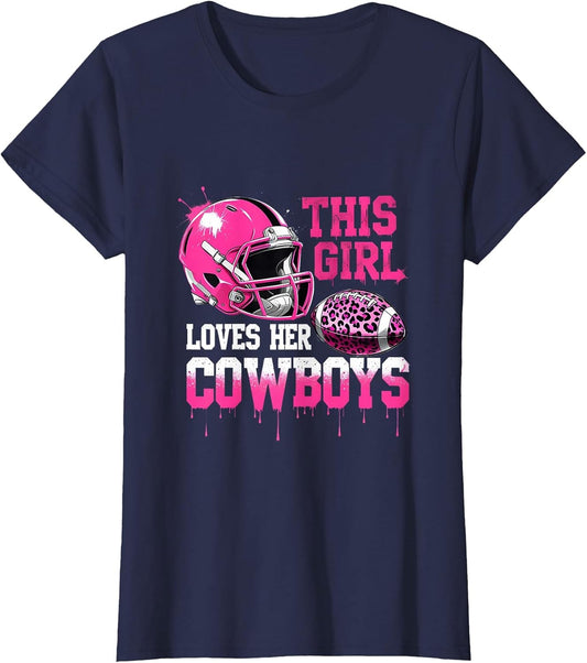 This Girl Loves Her Cowboys Football Leopard Pink Helmet