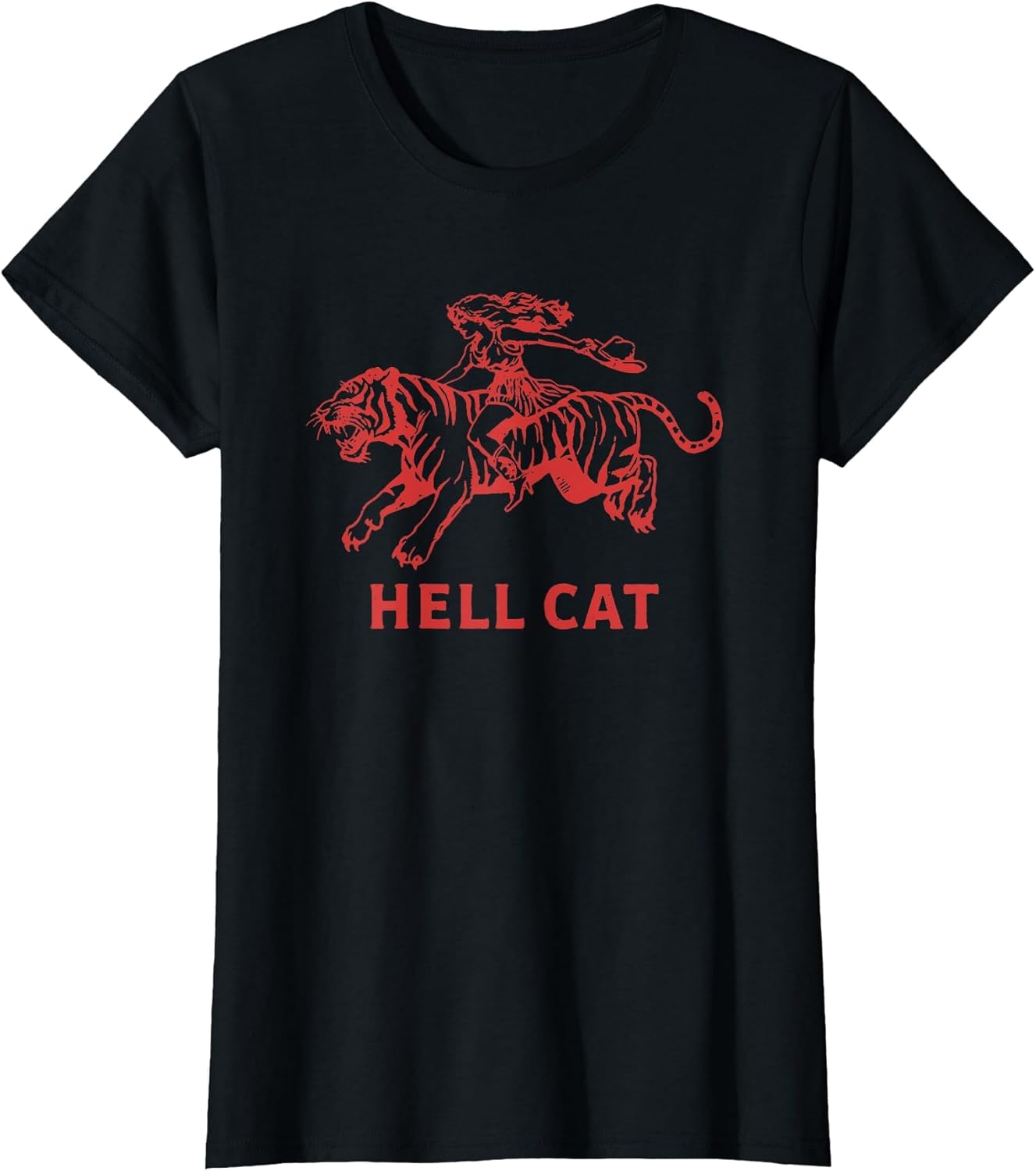 Cowgirl Riding Tiger Hell cat Vintage