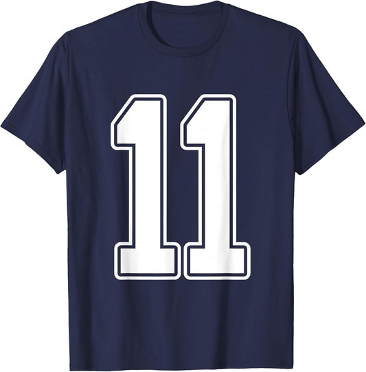 #11 White Outline Number 11 Sports Fan Jersey Style