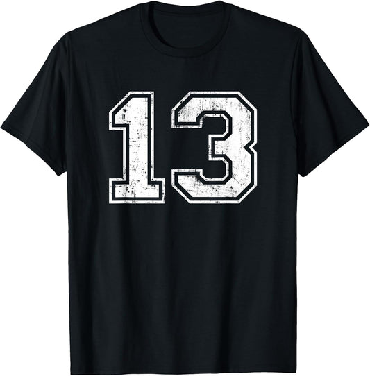 Number 13 Distressed Vintage Thirteen Sport Practice Team
