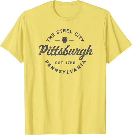 Vintage Pittsburgh Circle Logo Men Retro Throwback Souvenir