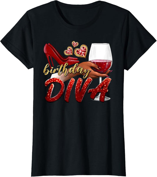 Funny Birthday Diva Happy Birthday Heels Shoes and Champagne