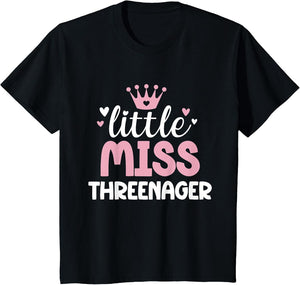 Little Miss Threenager Girl Happy 3rd Birthday Girl Toddler