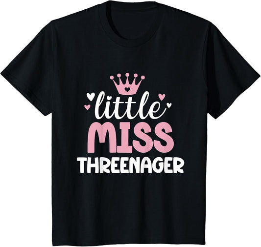 Little Miss Threenager Girl Happy 3rd Birthday Girl Toddler