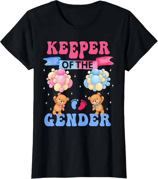 Keeper of The Gender Reveal Cute Bear Balloons Pink Or Blue