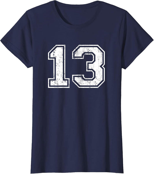 Number 13 Distressed Vintage Thirteen Sport Practice Team