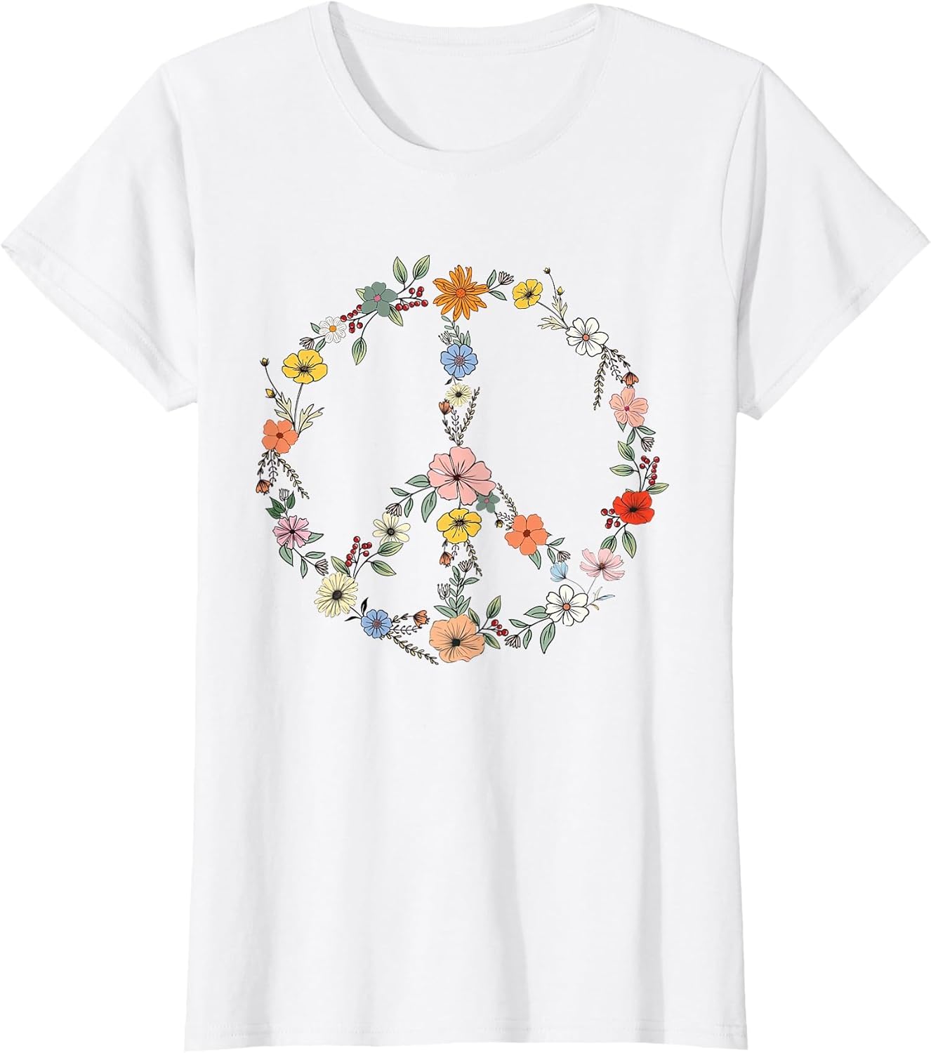 Retro Floral Peace Sign Boho Women Teens Girls Trendy Hippie