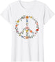 Retro Floral Peace Sign Boho Women Teens Girls Trendy Hippie