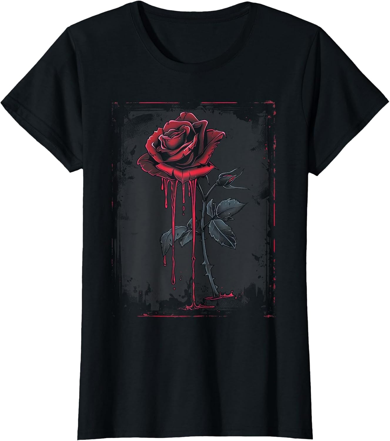 Anime Goth Withered Rose Blood Gothic Art Punk Vintage Edgy