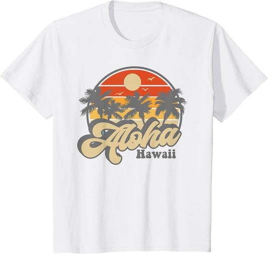 Aloha Hawaii Hawaiian Island Palm Surfboard Beach Surf Retro