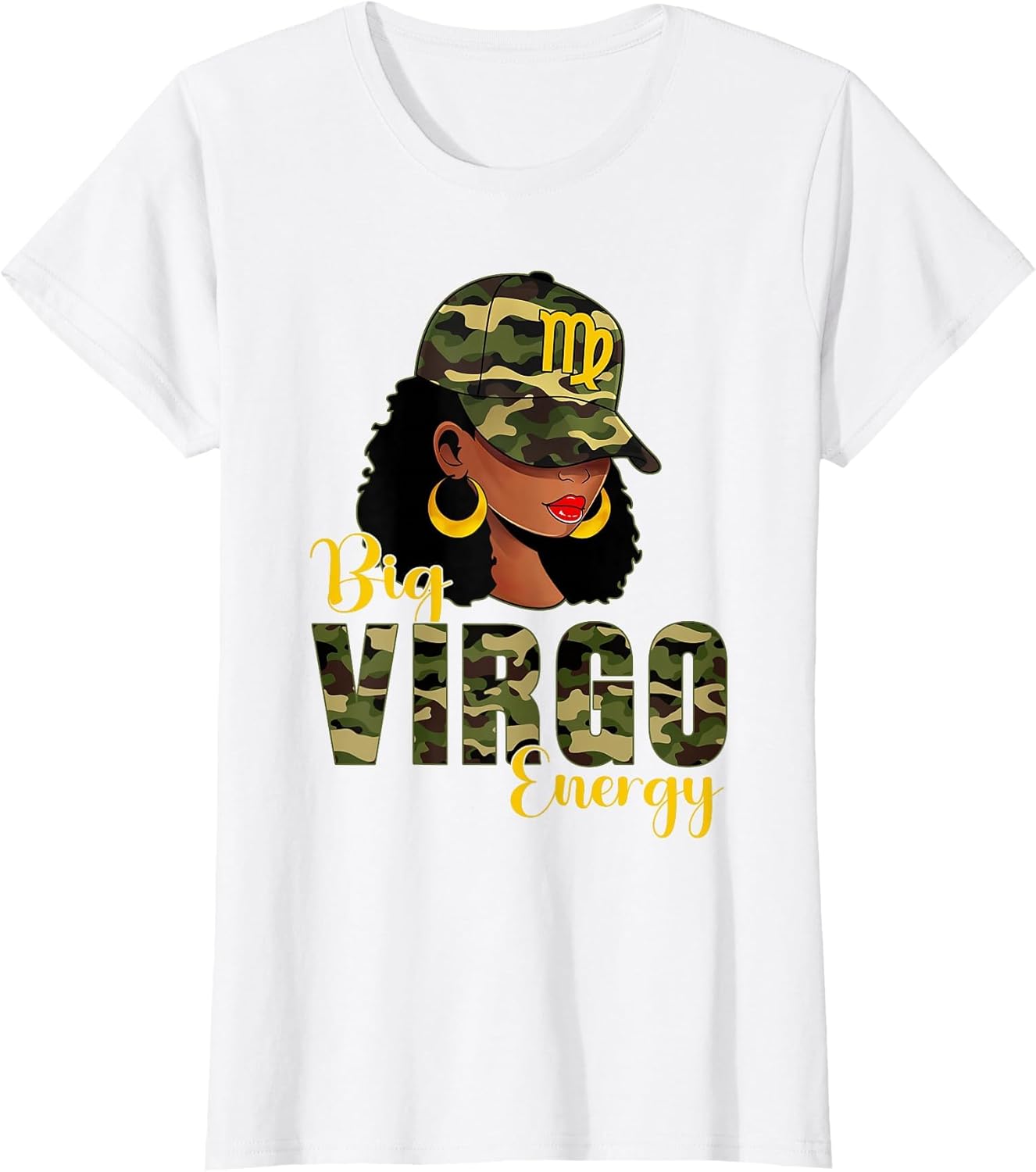 Big Virgo Energy Camouflage Black Woman Cap Zodiac