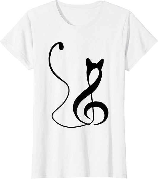 Music Note Inspired Cat Minimalist Music Lover Design