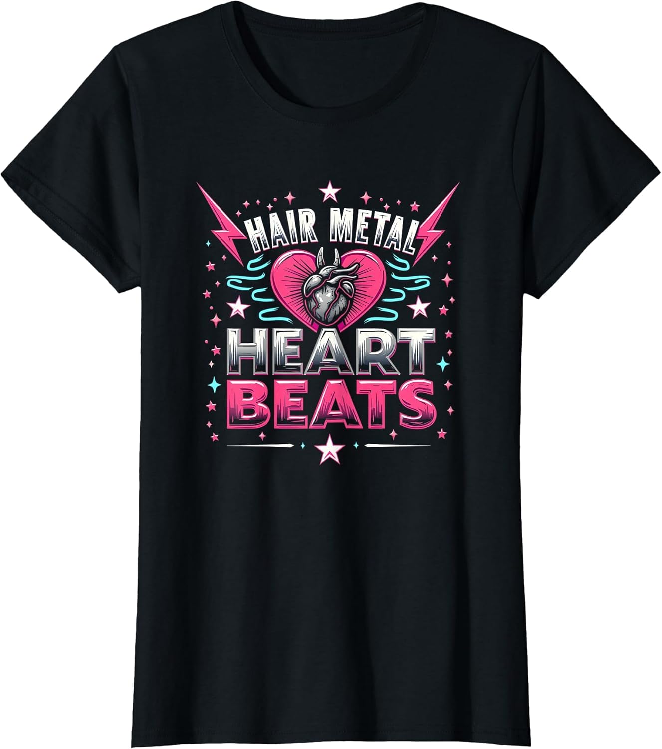 Hair Metal Heart Beats 80s Rock Band Heart Rate Design