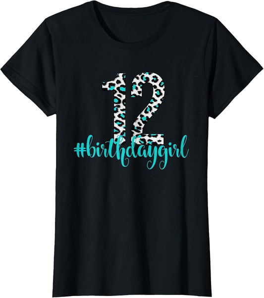 Twelve 12th Birthday Girl Outfit Teal Leopard Animal Print