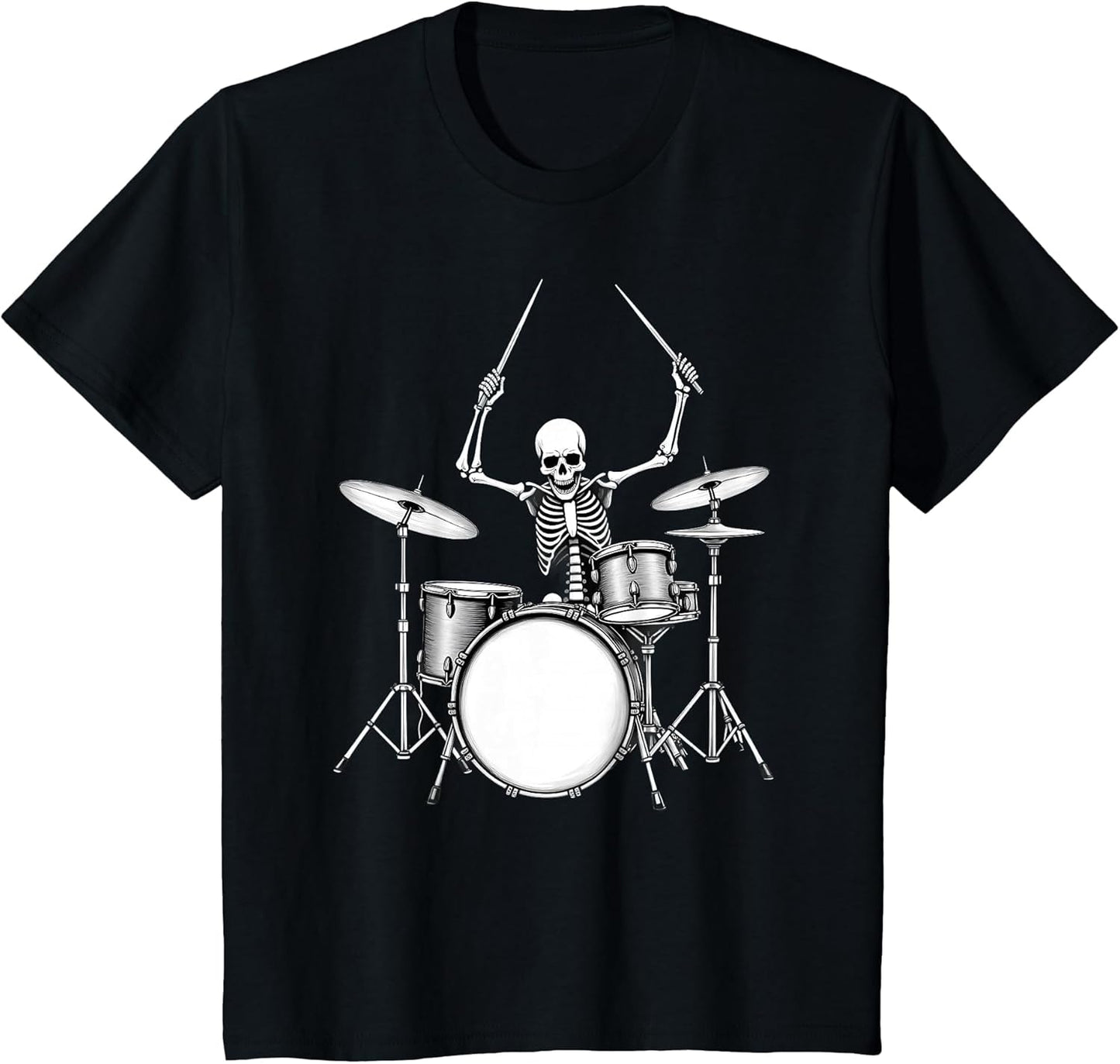 Rock N Roll Drummer Skeleton Playing Drums