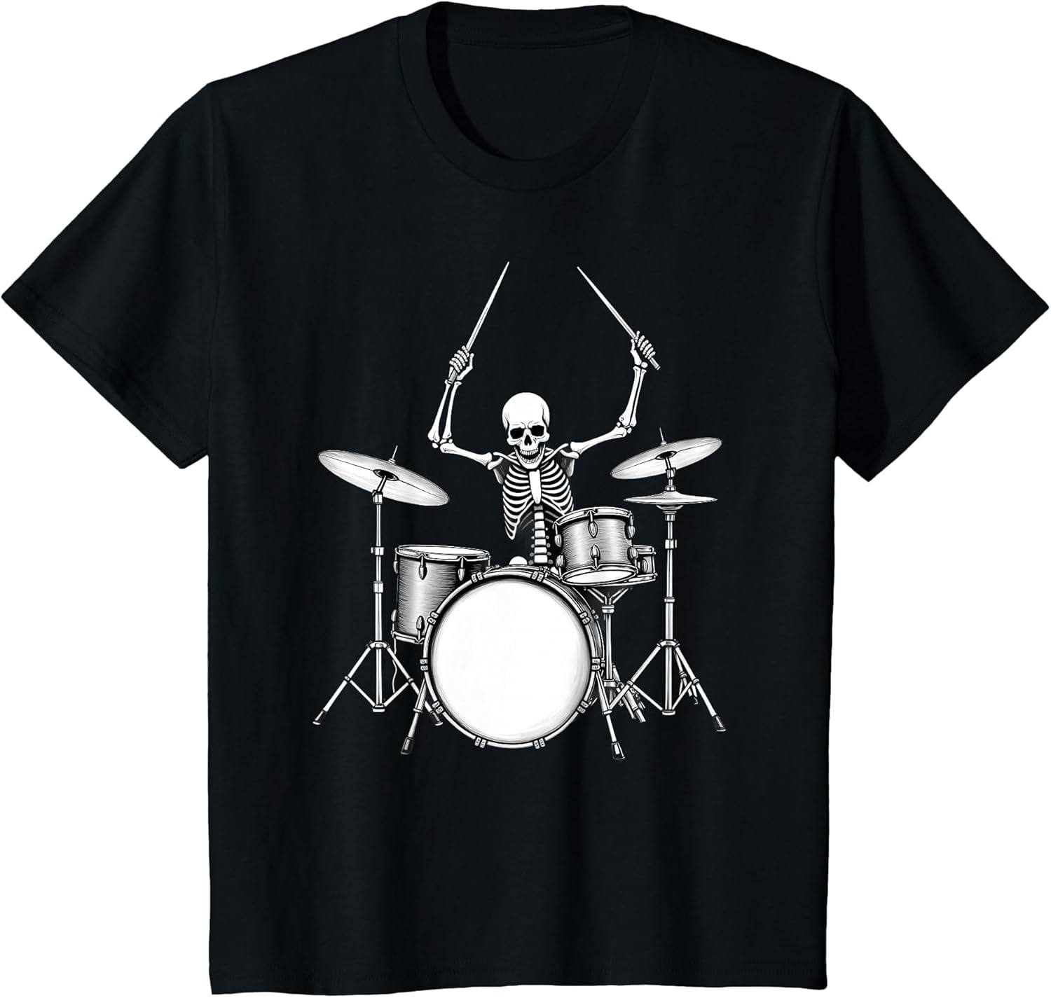 Rock N Roll Drummer Skeleton Playing Drums