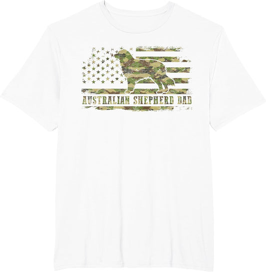 Australian Shepherd Dad Camo American Flag Patriotic Dog