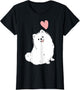 Love White Pomeranian Pink Heart