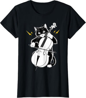Rockstar Cellist Cat on Cat Cello
